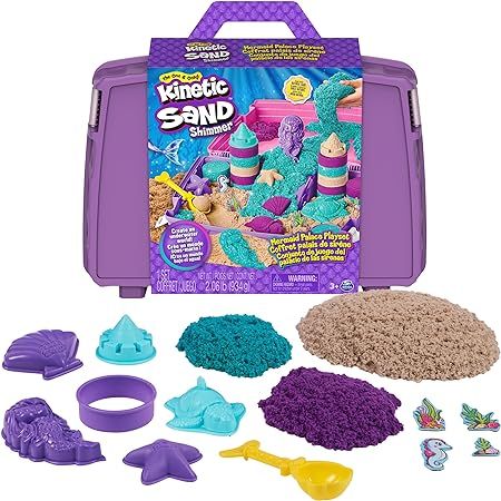 Kinetic Sand, Mermaid Palace Playset, Over 2lbs Play Sand (Neon Purple, Shimmer Teal & Beach Sand... | Amazon (US)