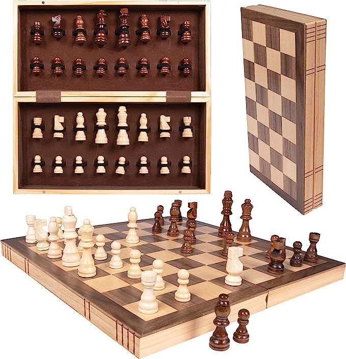 Kangaroo Folding Wooden Chess Board Set with Magnet Closure - Chess Sets for Adults and Kids- Sta... | Amazon (US)