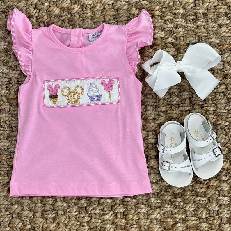 Mouse Snacks Smocked Shirt in Pink Knit Mouse Ears, Perfect for Disney Vacation, Princess, Matchi... | Etsy (US)