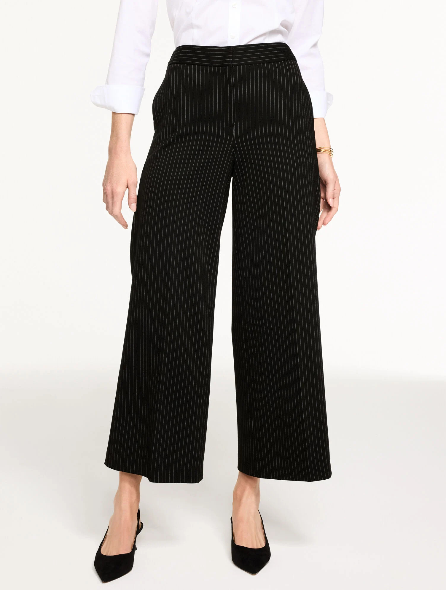 Wide Ankle Pinstripe Ponte Pants | Talbots