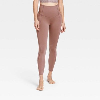 Women's Contour Shirred Brushed Back High-Waisted 7/8 Leggings 25" - All in Motion™ | Target