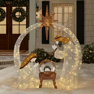 Home Accents Holiday 5.5 ft. Polar Wishes LED Nativity Scene Y10 24RT14524111 | The Home Depot