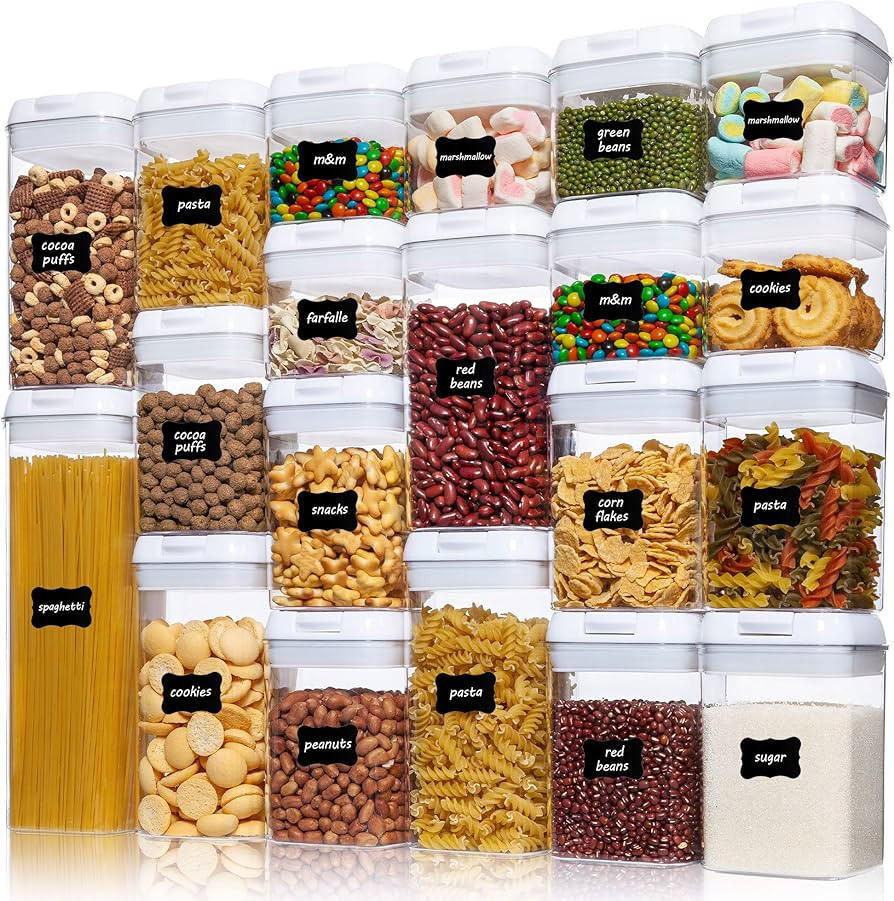 Vtopmart Airtight Food Storage Containers, 20 Pieces BPA Free Plastic Cereal Containers with Easy... | Amazon (US)