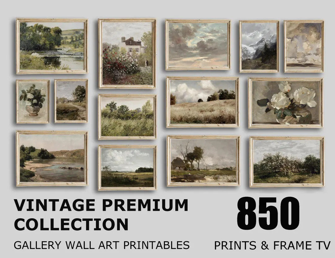 Vintage Printable Country Landscape Painting, Mega Bundle, Antique Mountain Nature Prints Wall Ar... | Etsy (US)