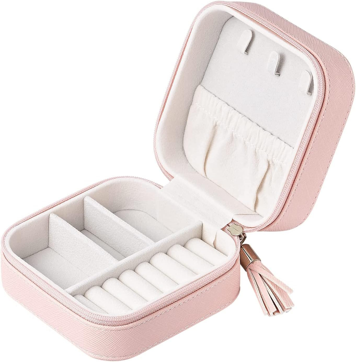Luxury Travel Jewelry Box for Women Mini Organizer Small Jewelry Portable Travel Case for Rings E... | Amazon (US)