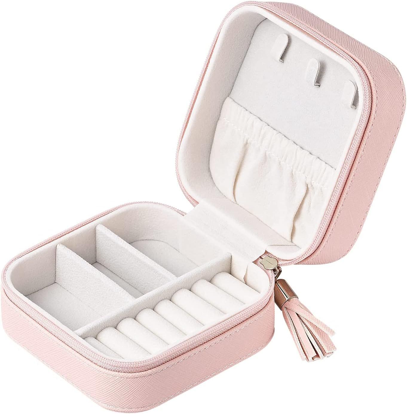 Luxury Travel Jewelry Box for Women Mini Organizer Small Jewelry Portable Travel Case for Rings E... | Amazon (US)