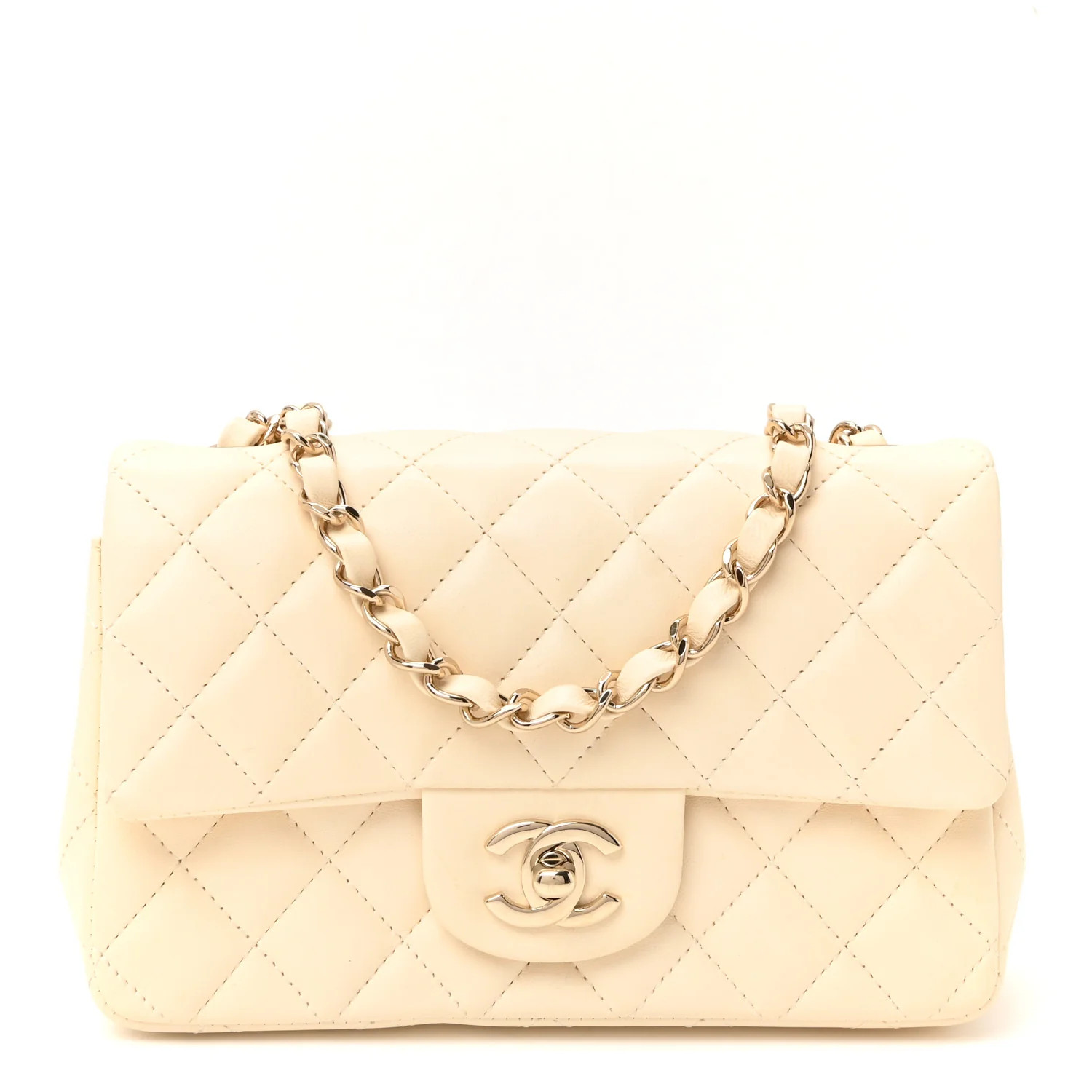 Lambskin Quilted Mini Rectangular Flap White | FASHIONPHILE (US)