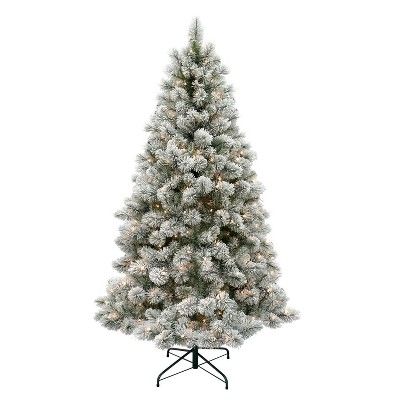 6.5ft Pre-lit Artificial Christmas Tree Flocked Douglas Fir Clear Lights - Wondershop™ | Target