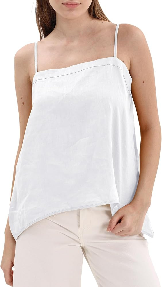 Xintianji Women's 100% Linen Spaghetti Strap Tops Sleeveless Loose Fit Camisole | Amazon (US)