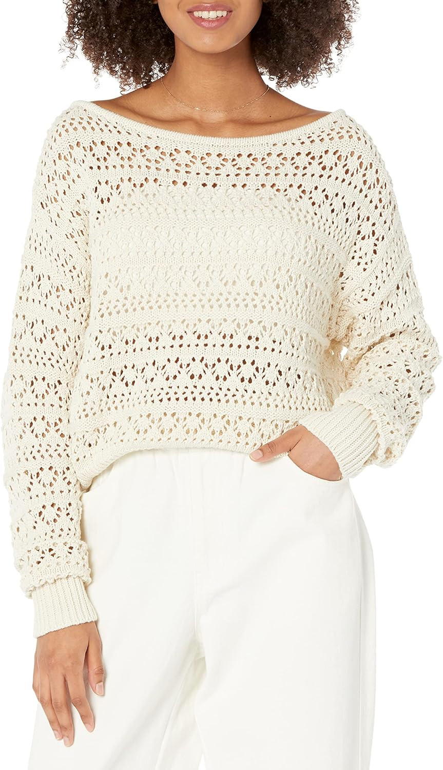 The Drop Women's Daba Crochet Long-Sleeve Slouchy Pullover | Amazon (US)