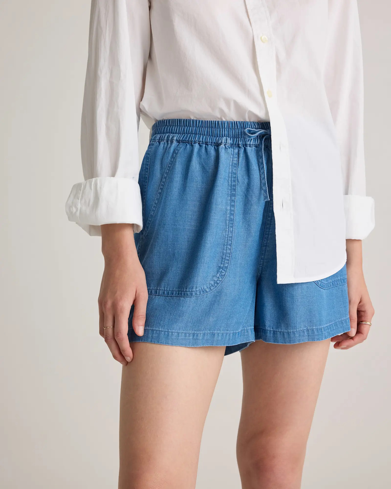 Pull-On Tencel Chambray Shorts | Quince
