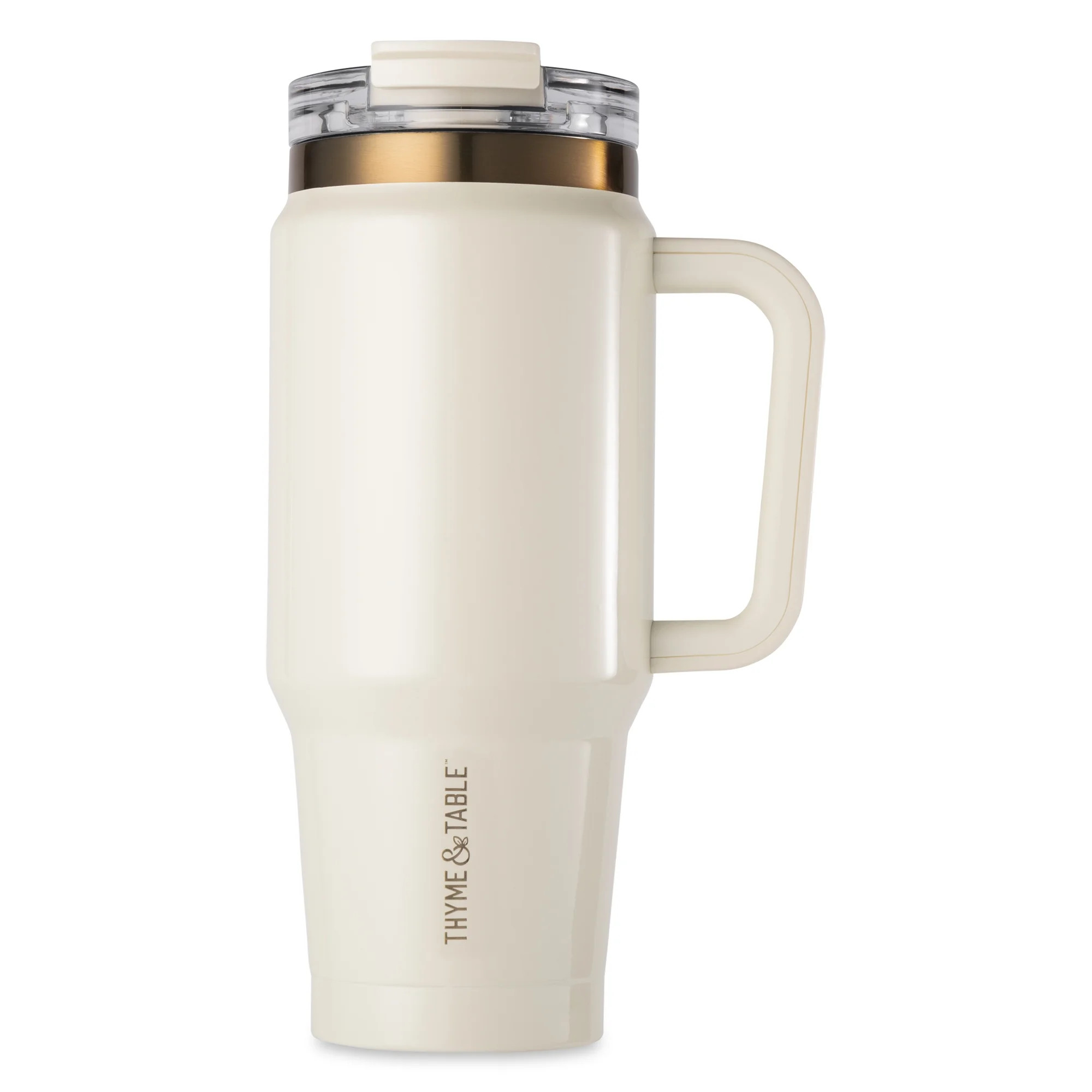 Thyme & Table 32oz Tumbler with Handle, Dual Straw Lid, Stainless Steel Double Wall Insulated, Cr... | Walmart (US)