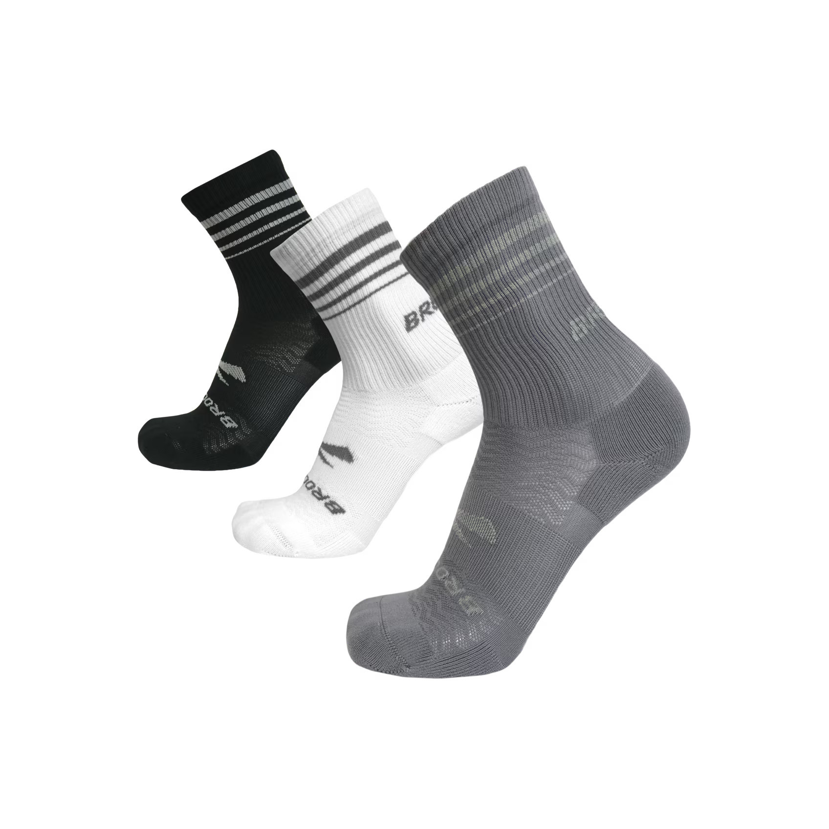 Brooks Running Unisex Run-In Crew 3-Pack Running Socks | Brooks Running