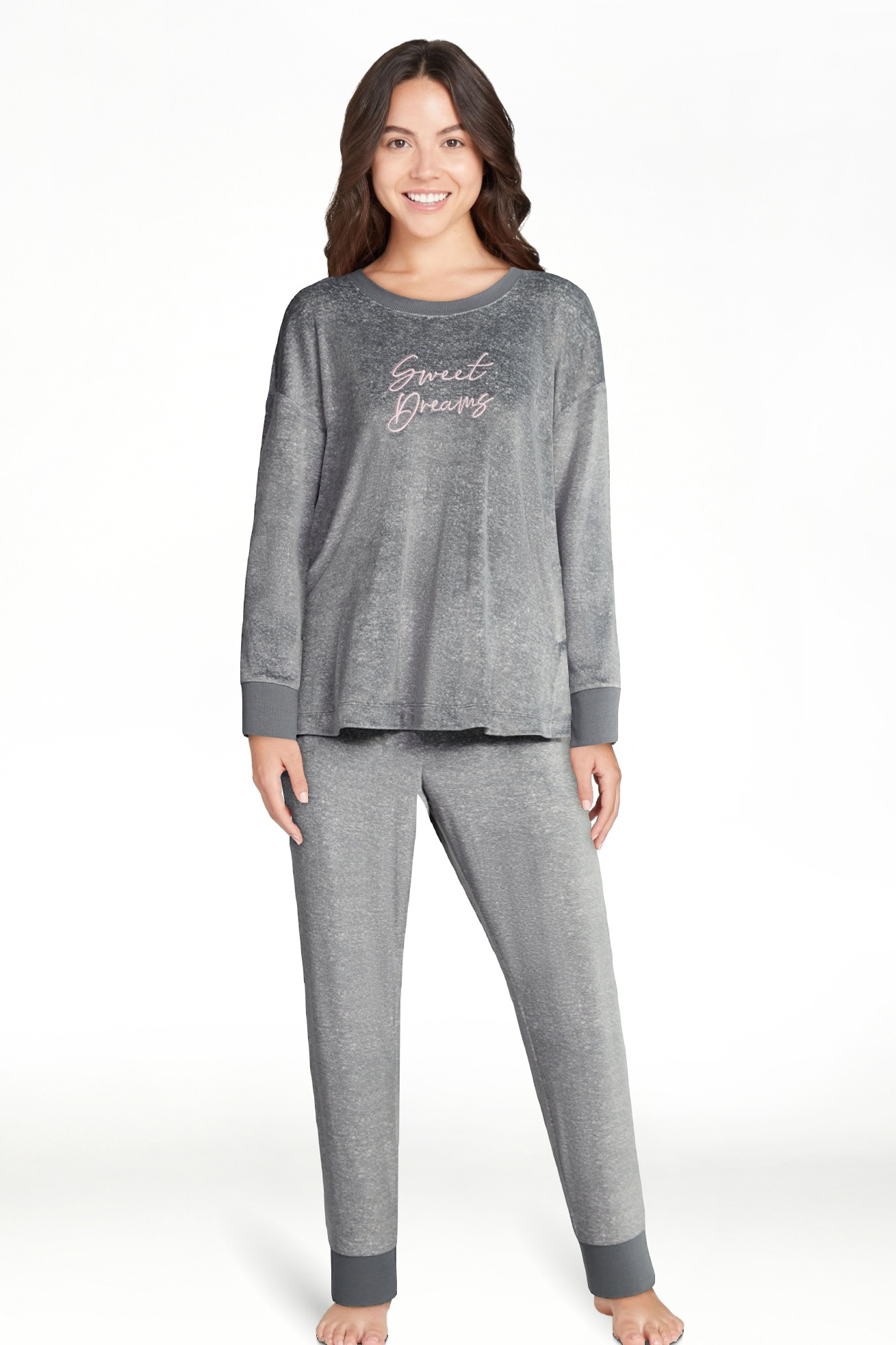 Joyspun Women’s Stretch Velour Long Sleeve Top, Pants, and Socks Pajama Set, 3-Piece, Sizes XS-... | Walmart (US)