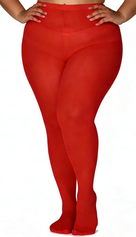 MERYLURE Ultra Plus Size Tights for Women Up To 6x, Semi Opaque Control Top Nylon Pantyhose,High ... | Amazon (US)