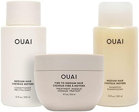 Amazon.com: OUAI Fine/Medium Treatment Masque Full Size + Medium Shampoo + Medium Conditioner : E... | Amazon (US)