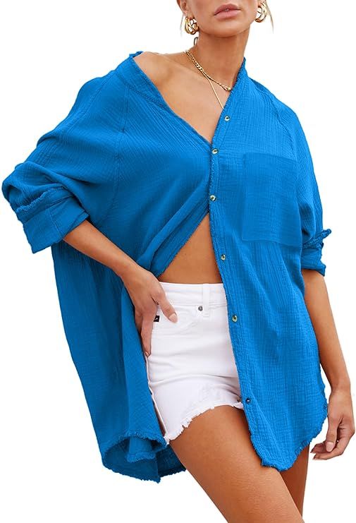 Womens Bathing Suit Cover Up Bikini Swimsuit Coverup Beach Cover Ups Button Down Shirts for Women | Amazon (US)