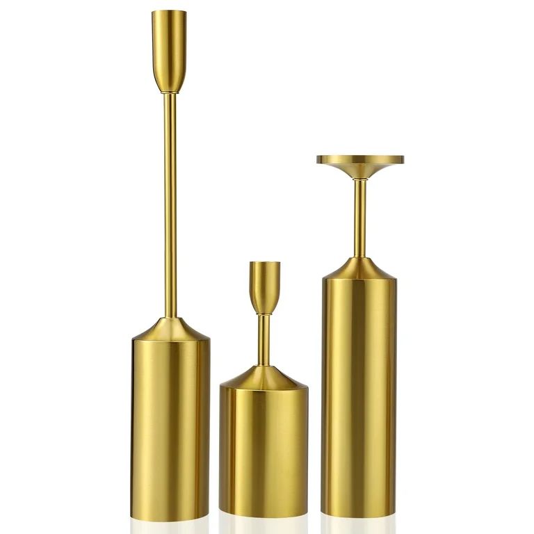RELOIVE Candle Holder,Set of 3 Gold Candlestick Holders for Home Decor,Wedding, Dinning, Party, A... | Walmart (US)