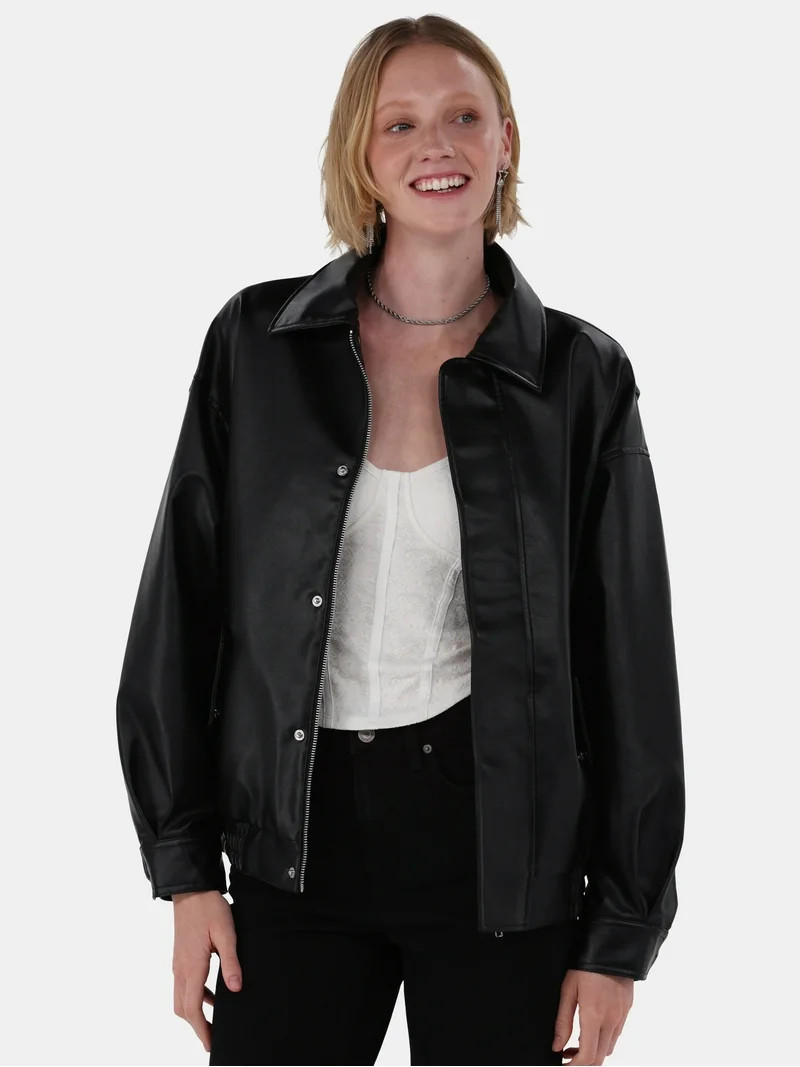 No Boundaries Bomber Jacket, Women's and Women's Plus | Walmart (US)