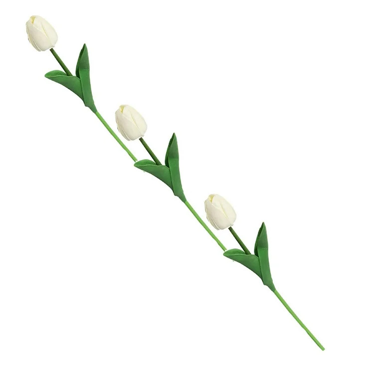 3Pc Artificial Tulip Flowers, Milky White， Artificial with Flowers Realistic Natural Looking Le... | Walmart (US)
