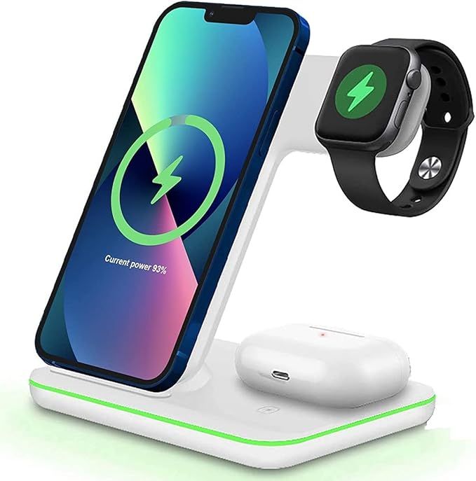 FDGAO Wireless Charger 15W Fast Wireless Charger Stand 3 IN 1 QI Charging Dock Station for Apple ... | Amazon (UK)