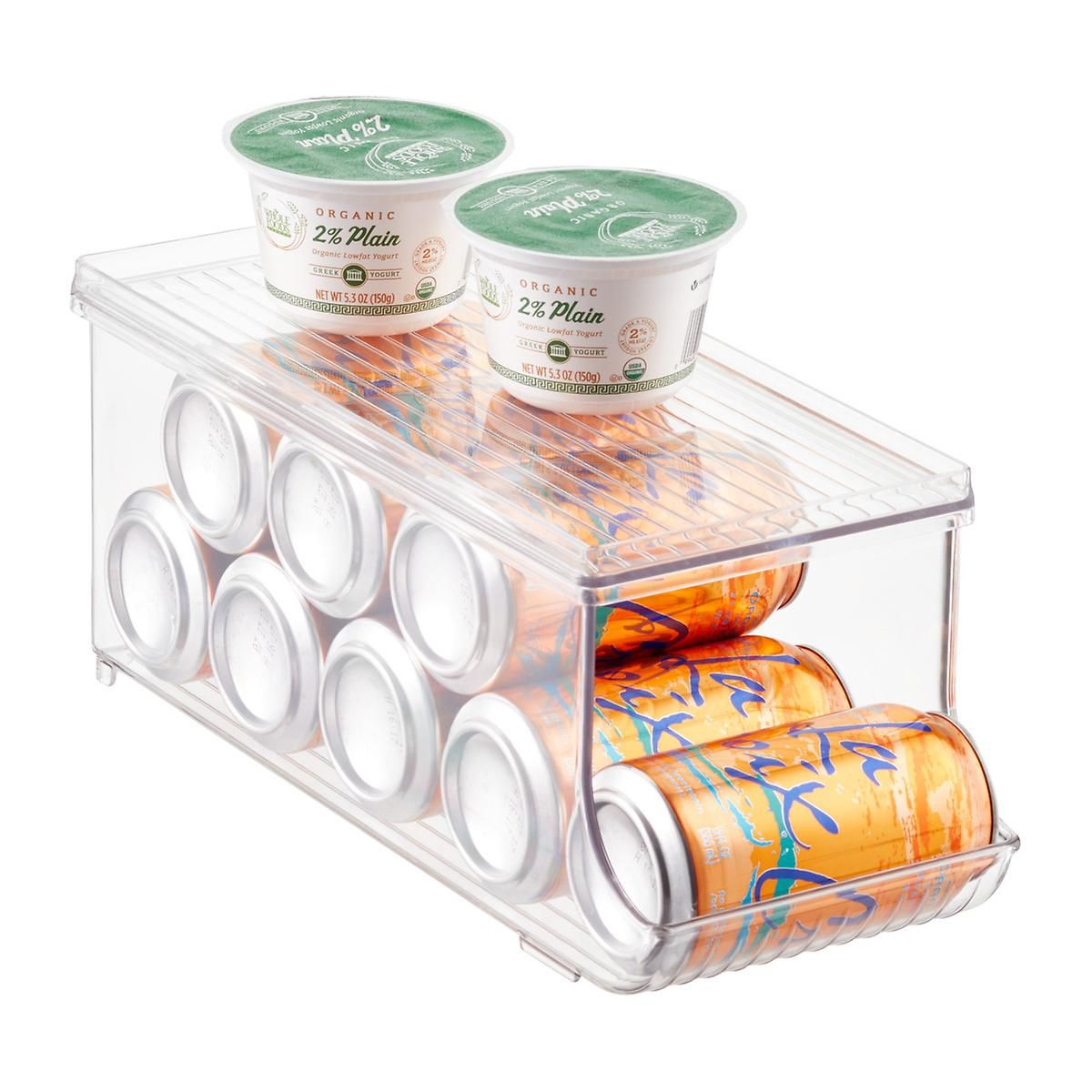 iDesign Linus Fridge Bins Soda Can Organizer with Shelf | The Container Store