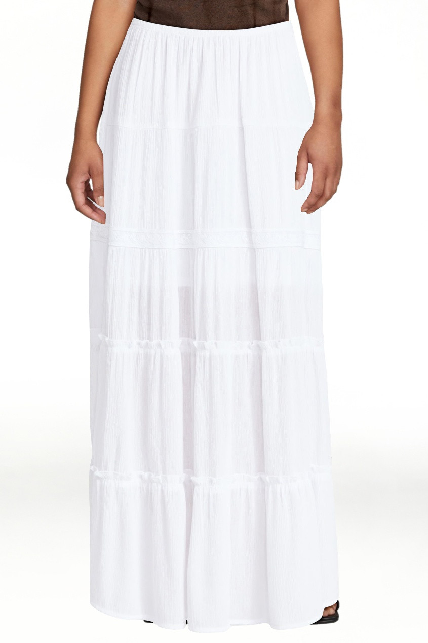 No Boundaries Lace Insert Tiered Maxi Skirt, Women's XXS-XXL | Walmart (US)