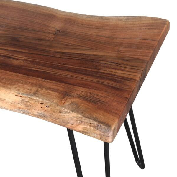 Carbon Loft Czuchry Natural Live Edge Brown Acacia Wood Hairpin Bench | Bed Bath & Beyond