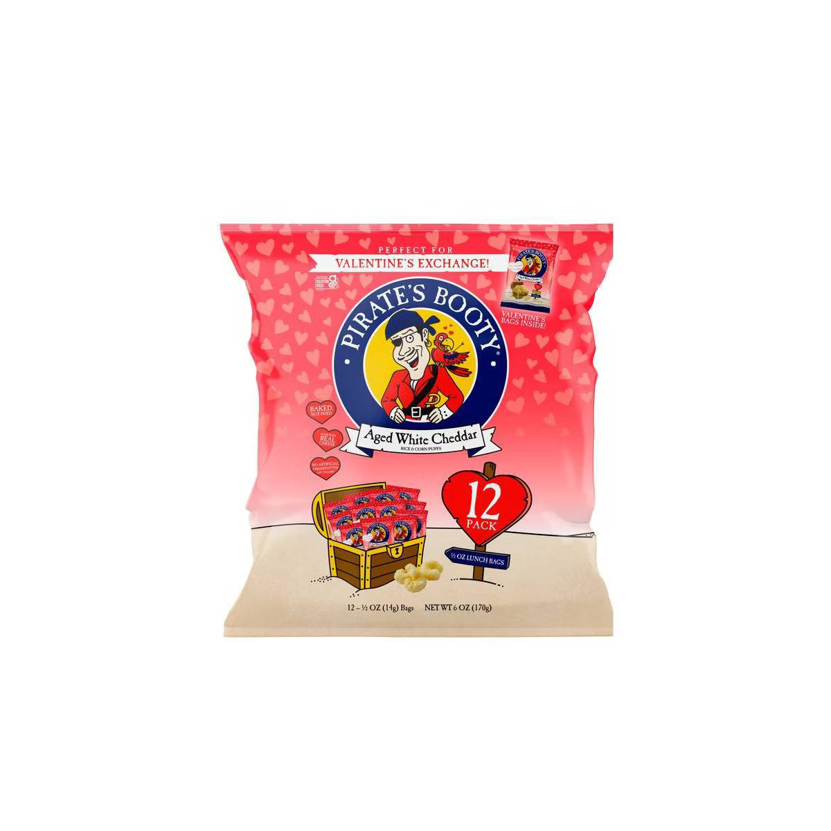 Pirates Booty Valentine's Aged White Cheddar Puffs - 6oz/12pk | Target