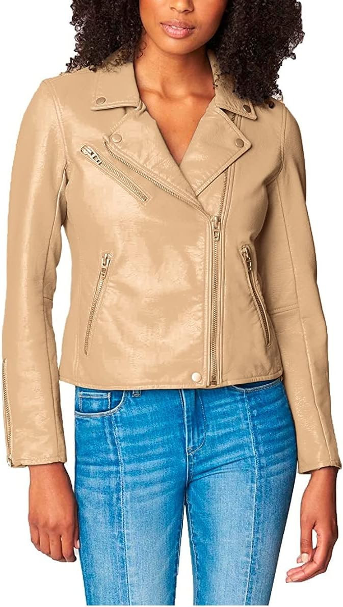 [BLANKNYC] Womens Luxury Clothing Semi Fitted Vegan Leather Motorcycle Jacket | Amazon (US)