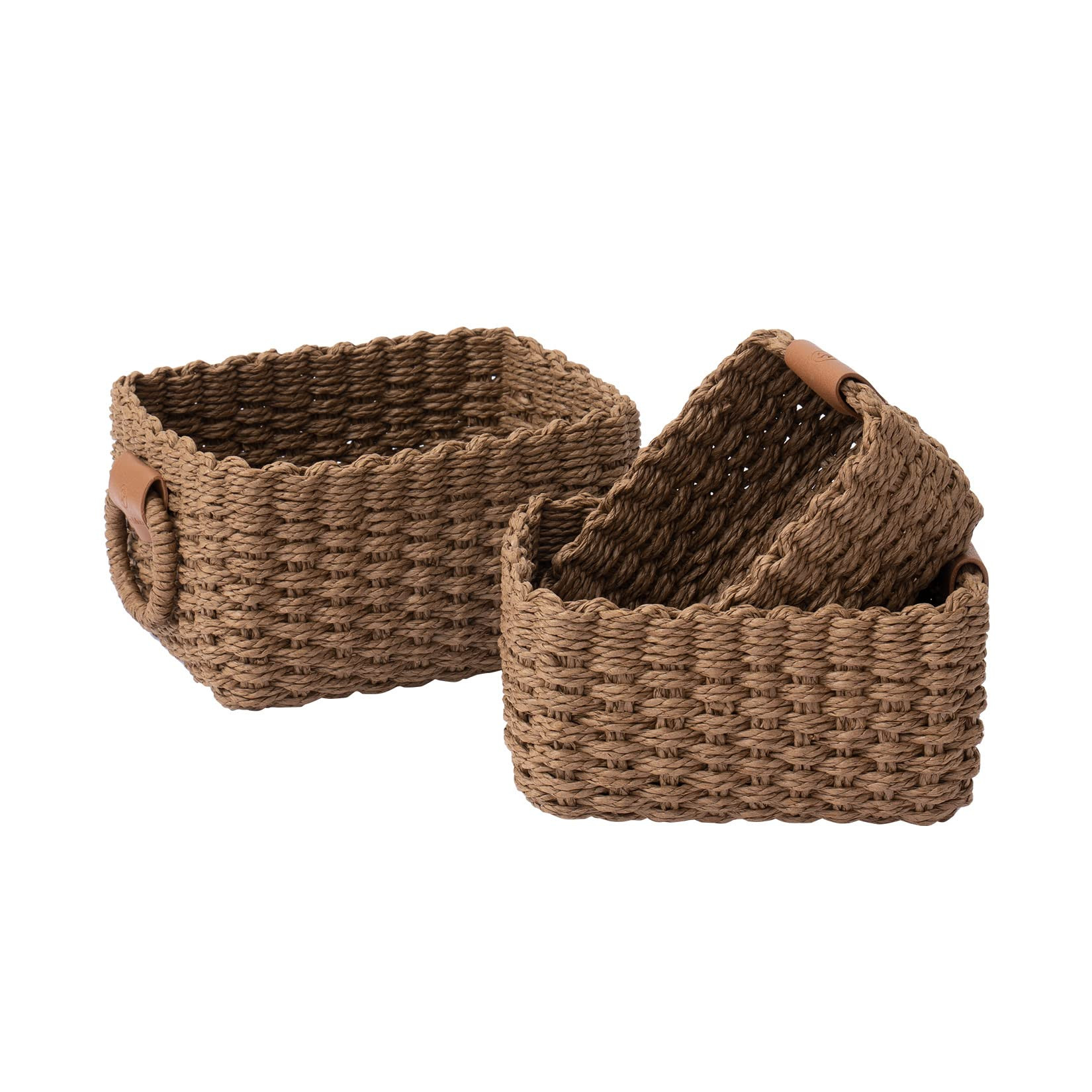 LA JOLIE MUSE Woven Storage Baskets, Recycled Paper Rope Bin Organizer Divider for Cupboards Draw... | Amazon (US)