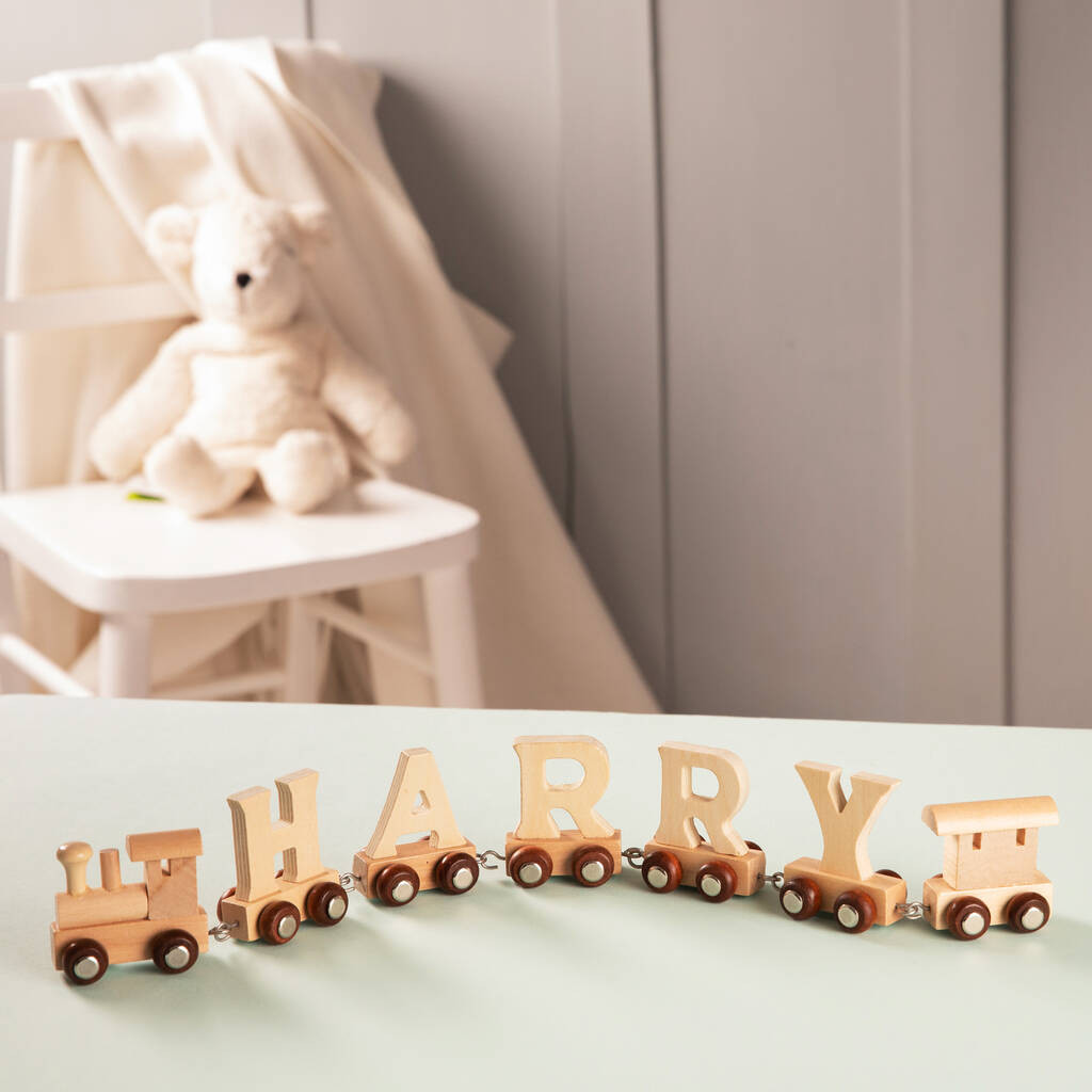 Personalised Christening Wooden Name Train | Not On The High Street