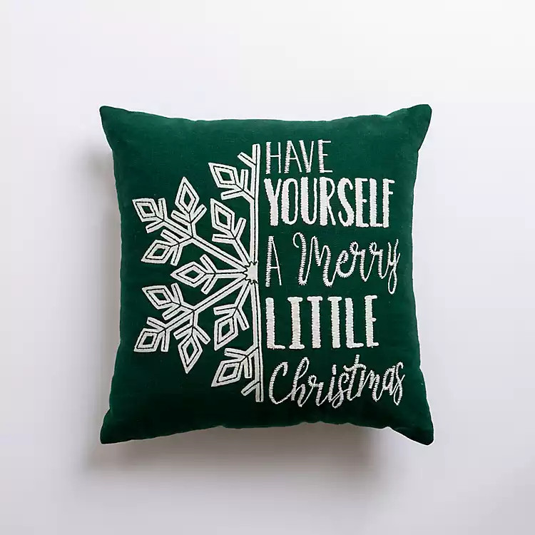 New! Green Have Yourself A Merry Christmas Pillow | Kirkland's Home