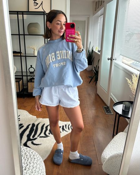 Small sweatshirt!!! They are oversized. Shorts are brandy Melville not linkable!! 