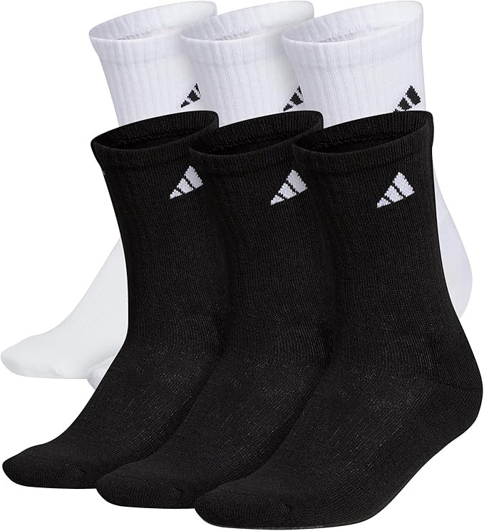 adidas Men's Athletic Cushioned 6-Pack Crew, Cushioned Crew Socks with Arch Compression for a Sec... | Amazon (US)
