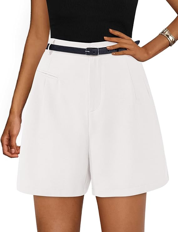 Shorts for Women Dressy 2026 Summer Elastic High Waisted Wide Leg Business Casual Work Shorts wit... | Amazon (US)