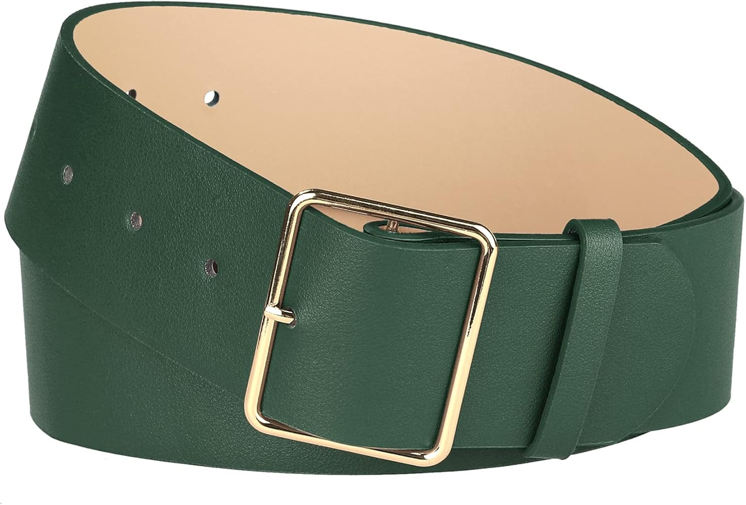 Allegra K PU Leather Belts for Women Metal Pin Buckle 2 Inches Wide Belt for Dress Pants | Amazon (US)