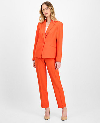 Le Suit Women's Crepe One-Button Straight-Leg Pantsuit Set, Regular & Petite  - Macy's | Macy's