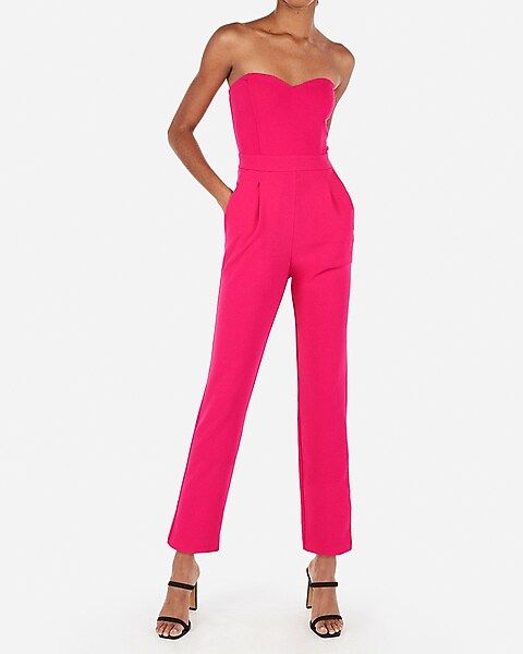 strapless sweetheart neck jumpsuit | Express