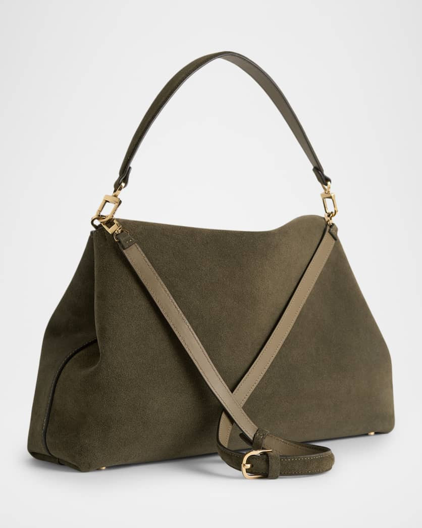 T-Lock Suede Shoulder Bag | Neiman Marcus