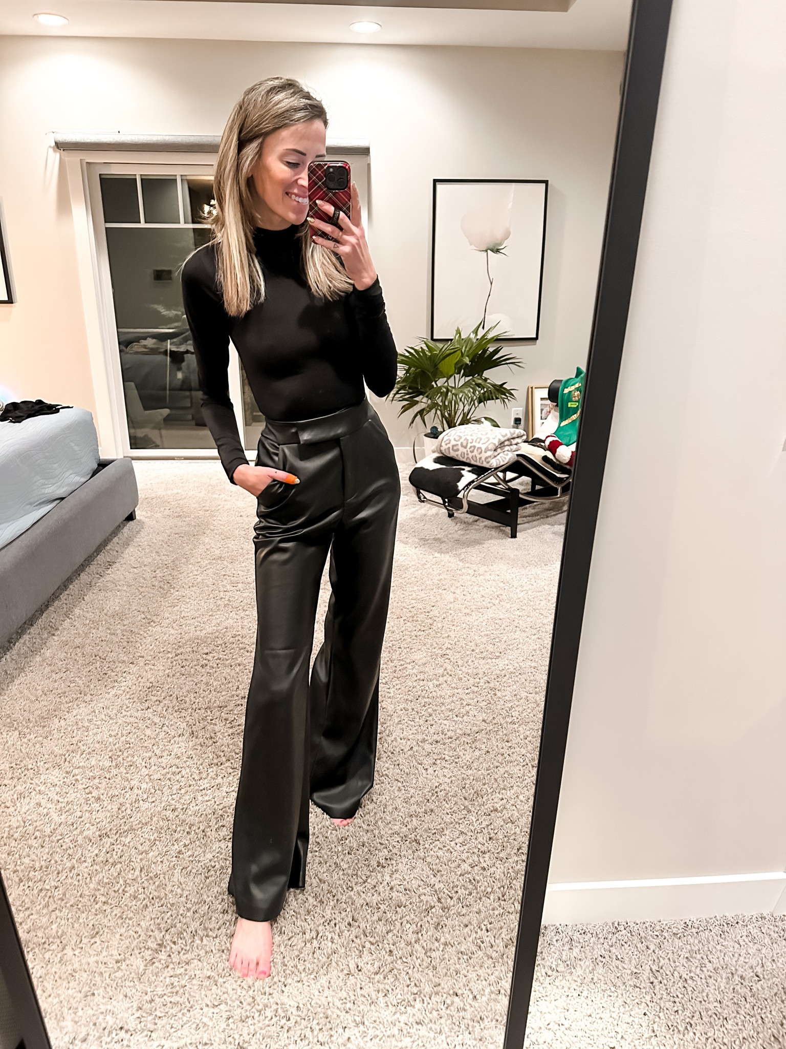 EXPRESS Black Leather Pant Size W29 L30 Leather Express Pants 