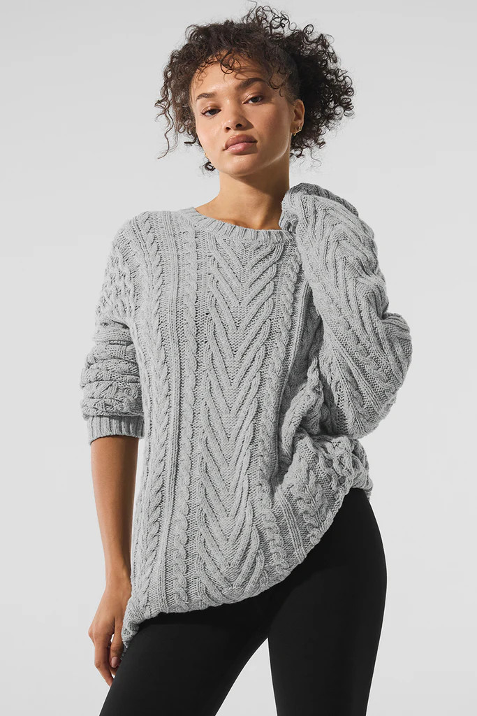 Cable Knit Crew Neck Sweater | Alo Yoga