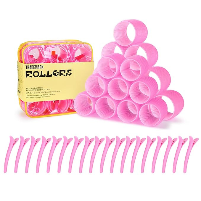 Large Self-Grip Hair Rollers Set – 37-Piece Kit with Rollers, Clips & Travel Case for Lasting V... | Amazon (US)