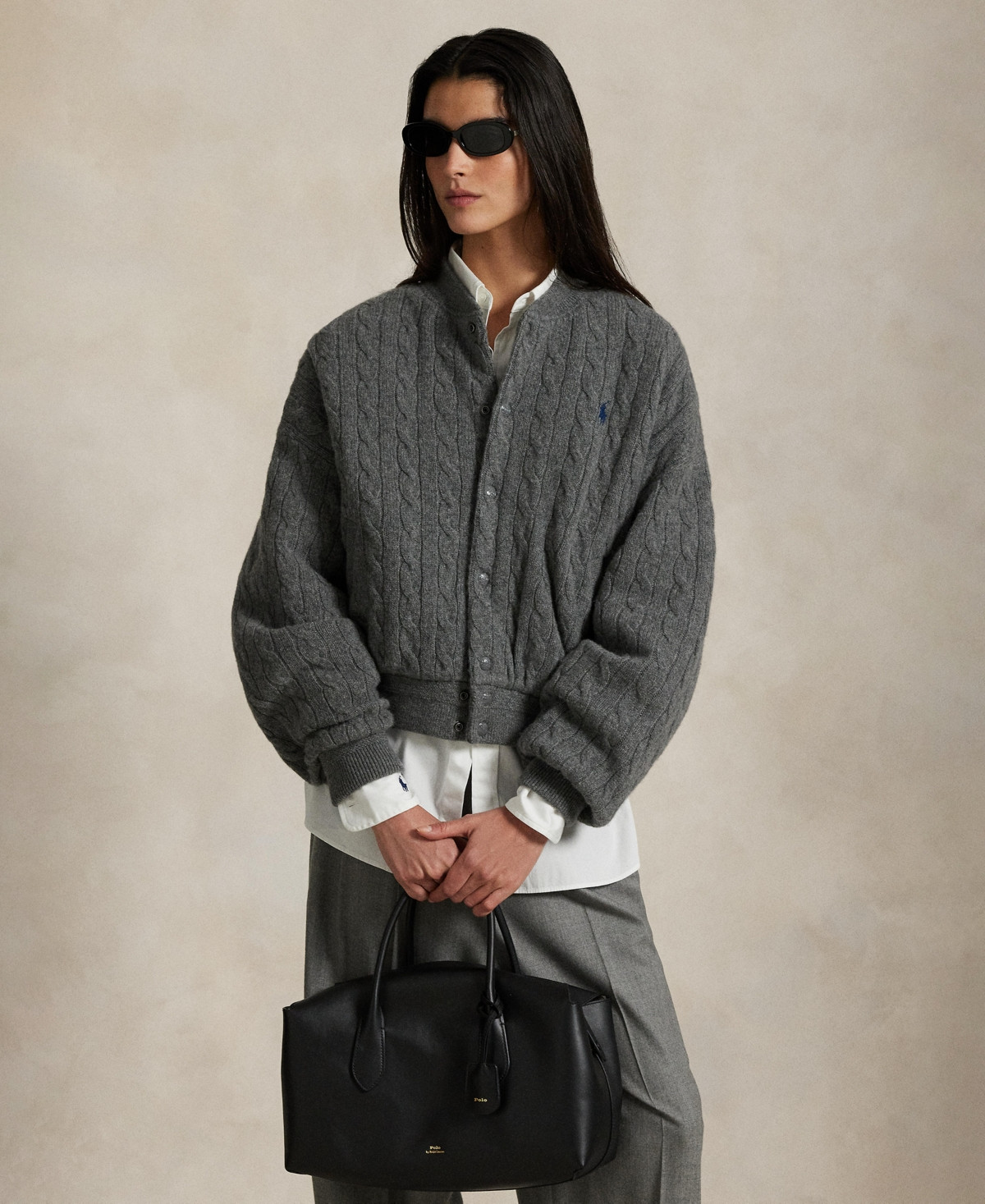 Polo Ralph Lauren Women's Cable Bomber Jacket - Antique Heather | Macy's