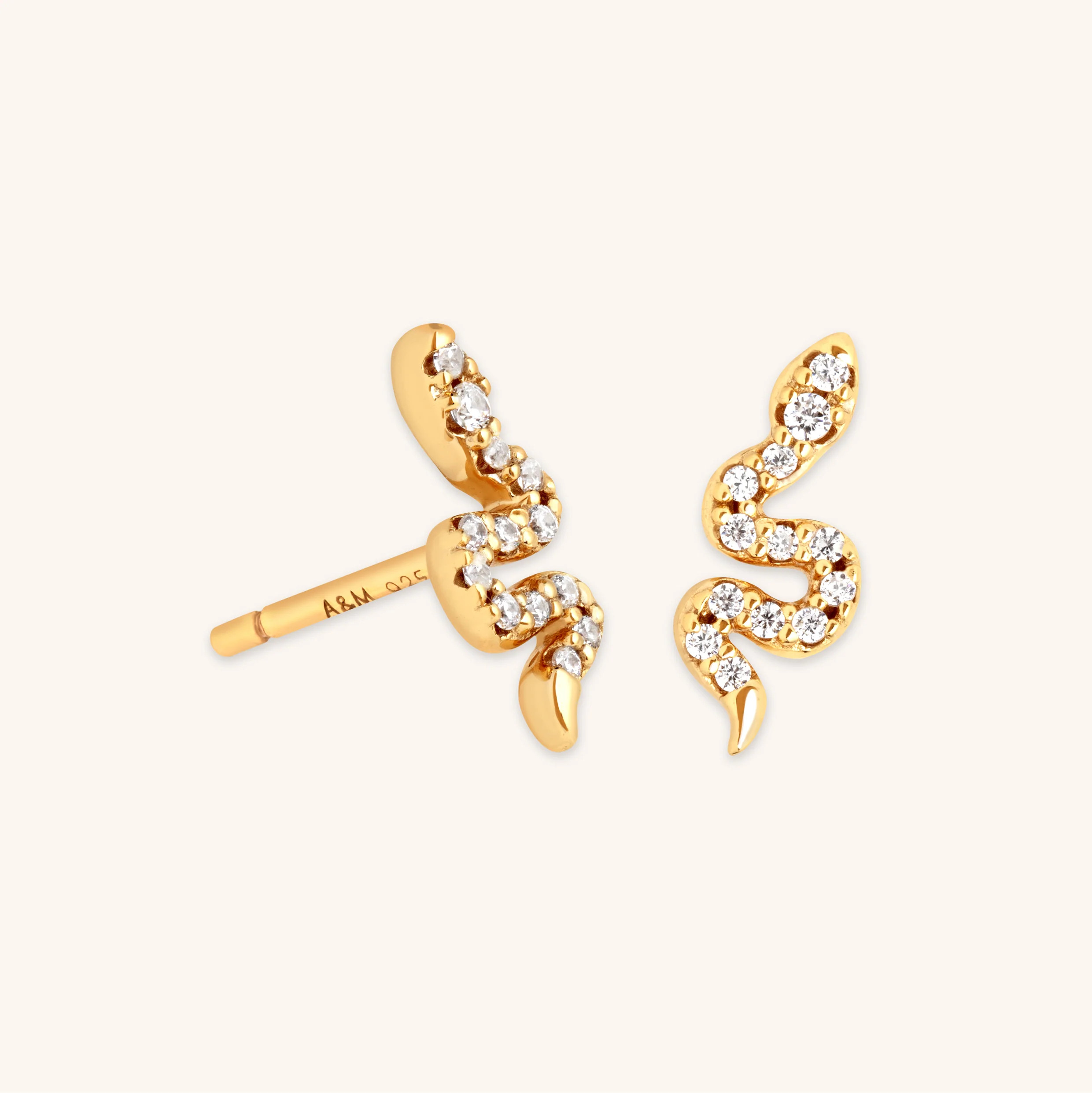 Snake Crystal Studs in Gold | Astrid & Miyu UK