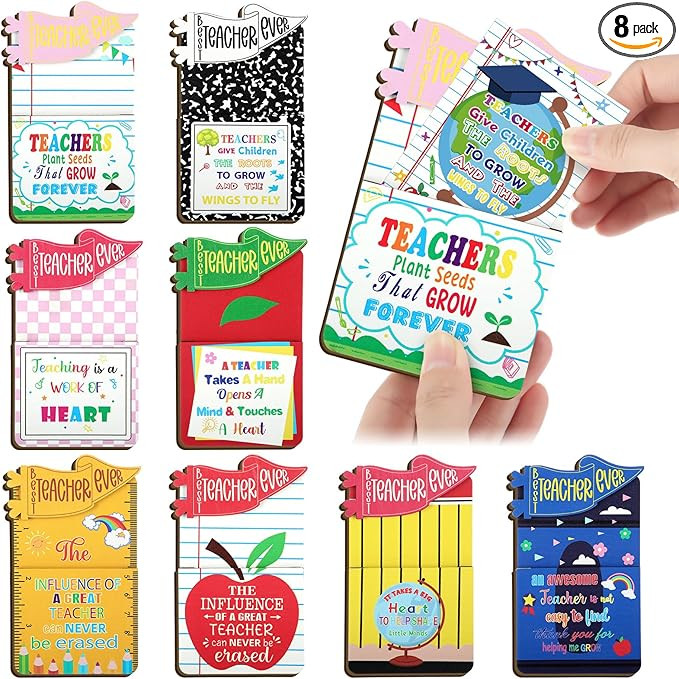 Resurhang 8 Set Teacher Appreciation Gifts Card Holder Bulk Thank You Teacher Wooden Pencil Cash ... | Amazon (US)