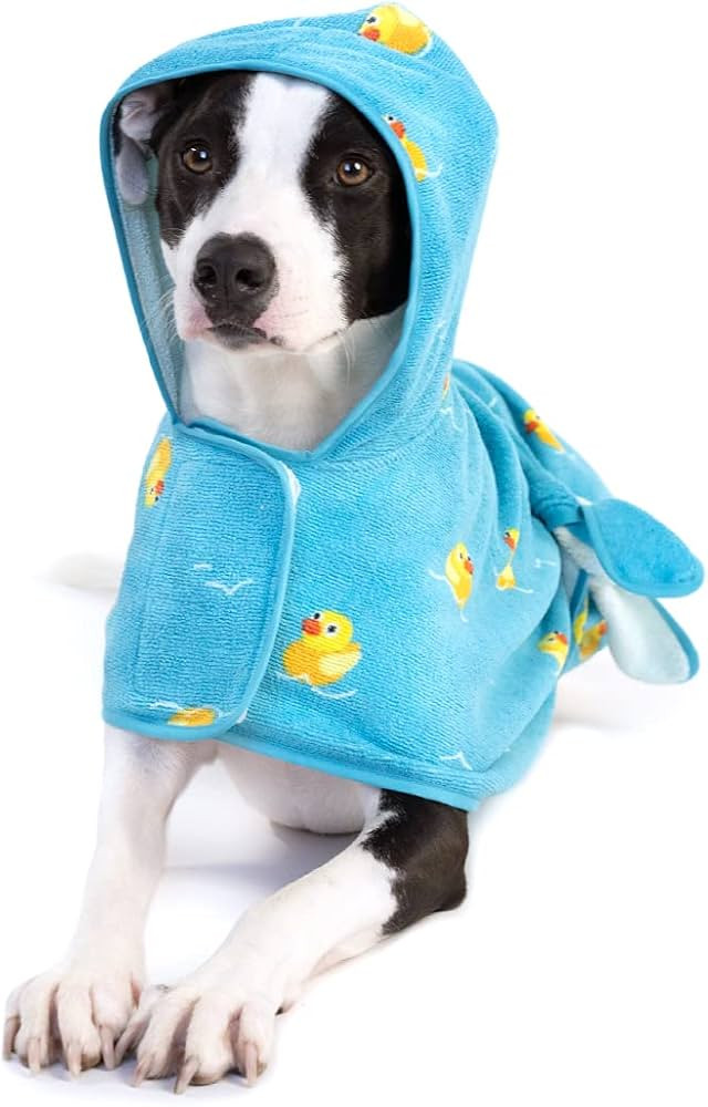 BarkBox Dog Bathrobe Towel - Lightweight, Super Cute Fast Drying Bathrobe for Dogs - Ducky (Mediu... | Amazon (US)