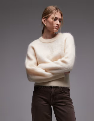 & Other Stories wool and mohair mix jumper with volume sleeves in off white | ASOS (Global)