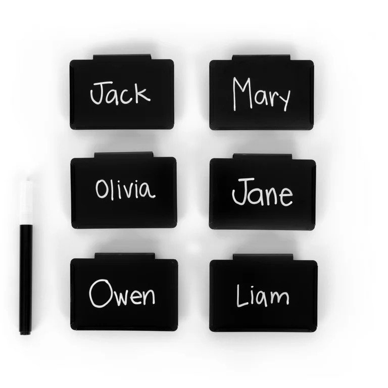Basket Bin Labels Clip on Label Holders Black Finish Pack of 6 - Includes 1 White Chalk Marker | Walmart (US)