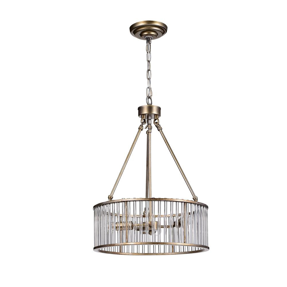 Tripsin 3-Light Antique Brass Glass Grated Gold Pendant | The Home Depot
